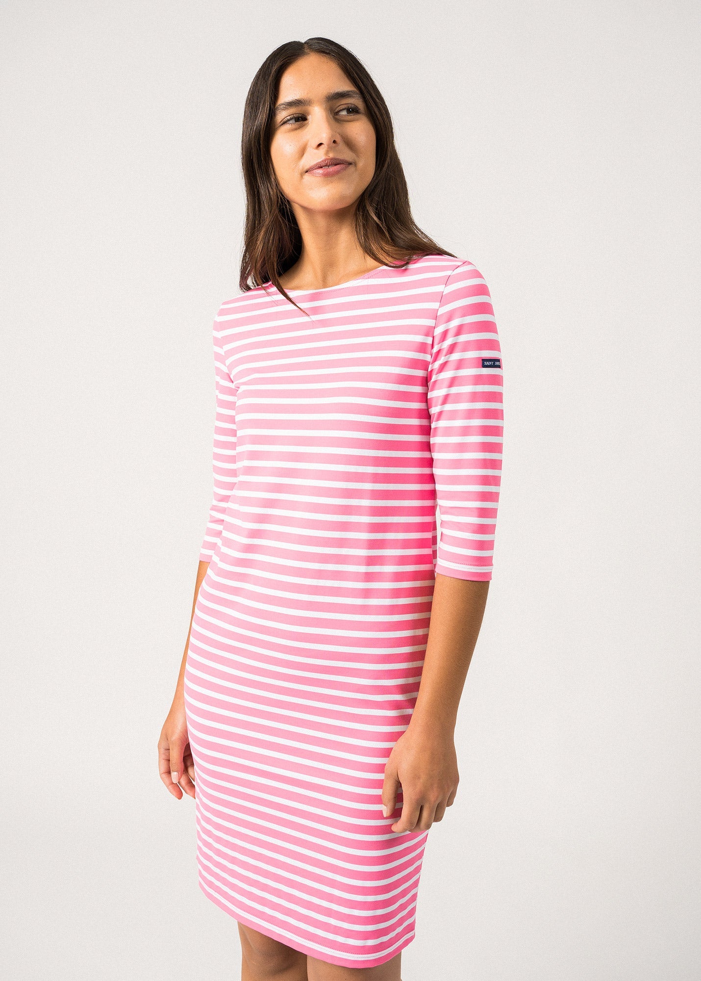 Propriano anti-UV striped dress - with 3/4 length sleeves (NEON/NEIGE)