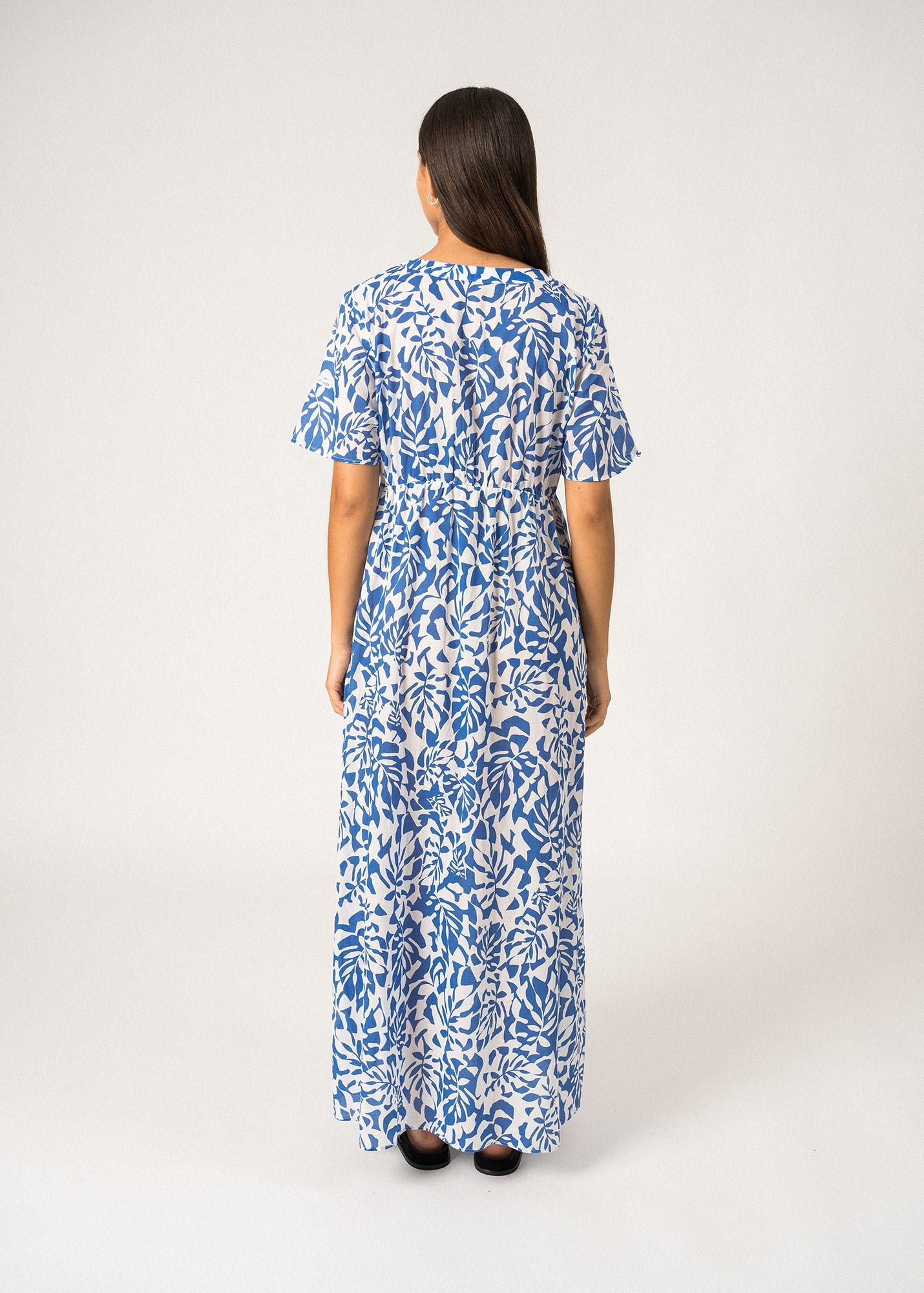 C¨¦cilia Long Dress ¨C cotton voile (BLANC/MER)