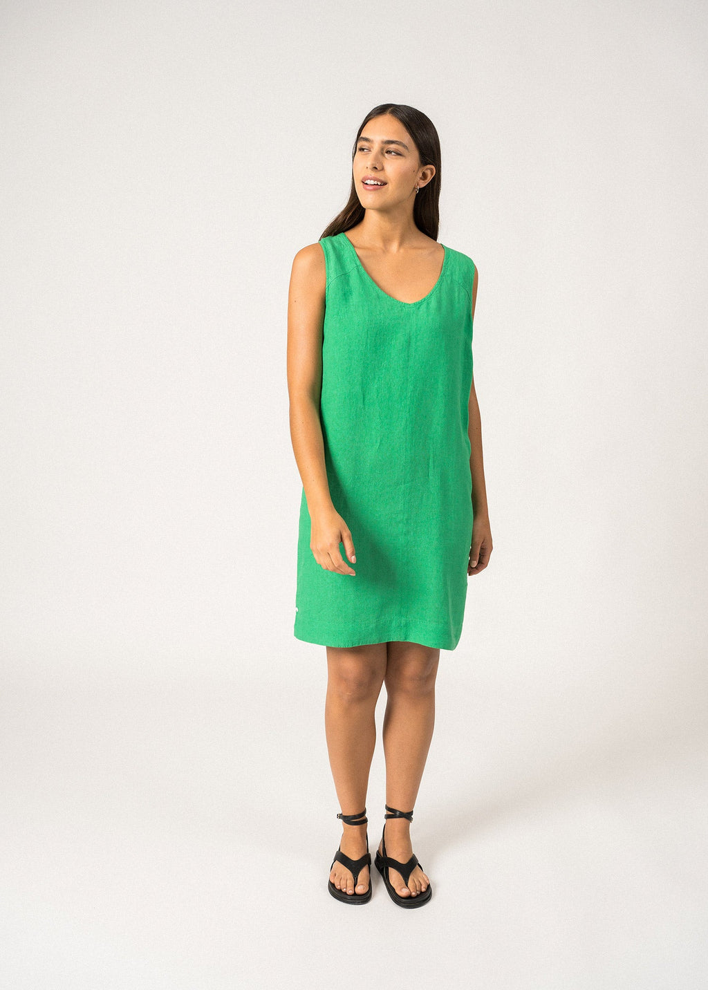 Clarisse Sleeveless Dress ¨C linen (VERT)