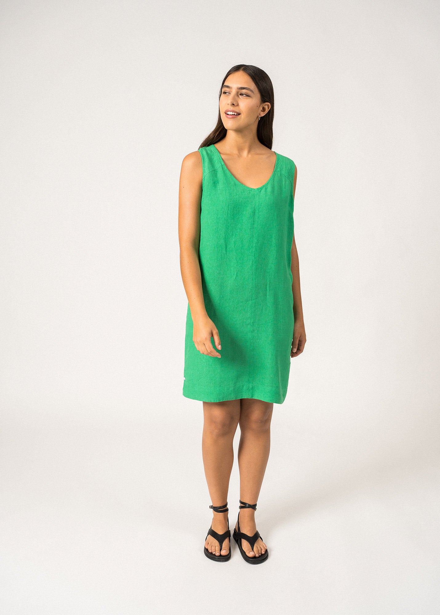 Clarisse Sleeveless Dress ¨C linen (VERT)