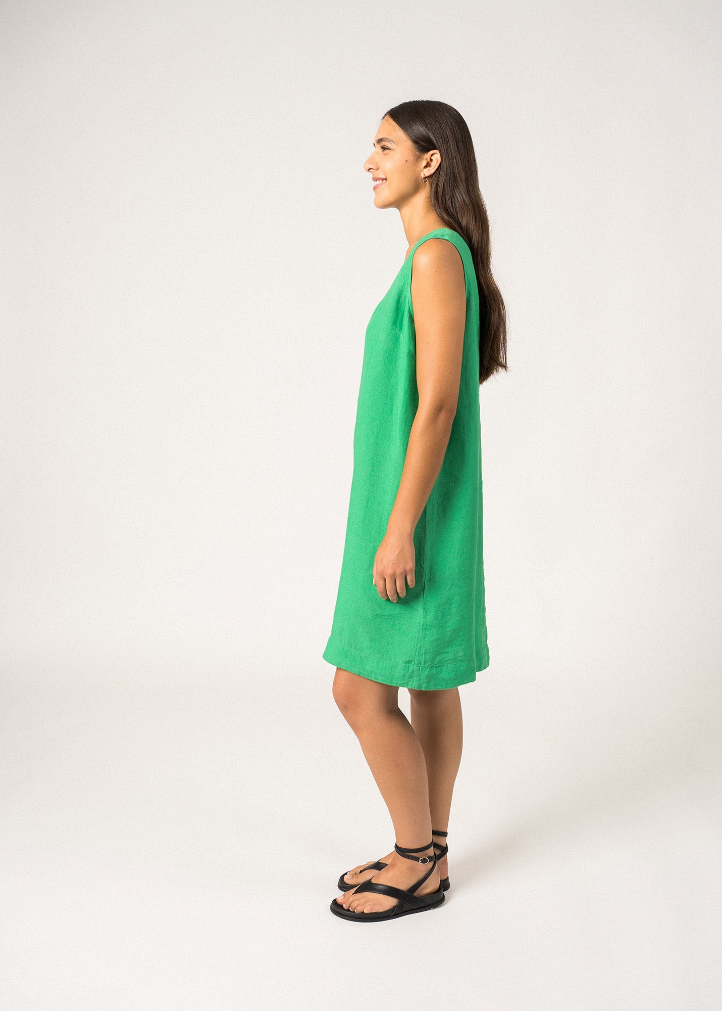 Clarisse Sleeveless Dress ¨C linen (VERT)