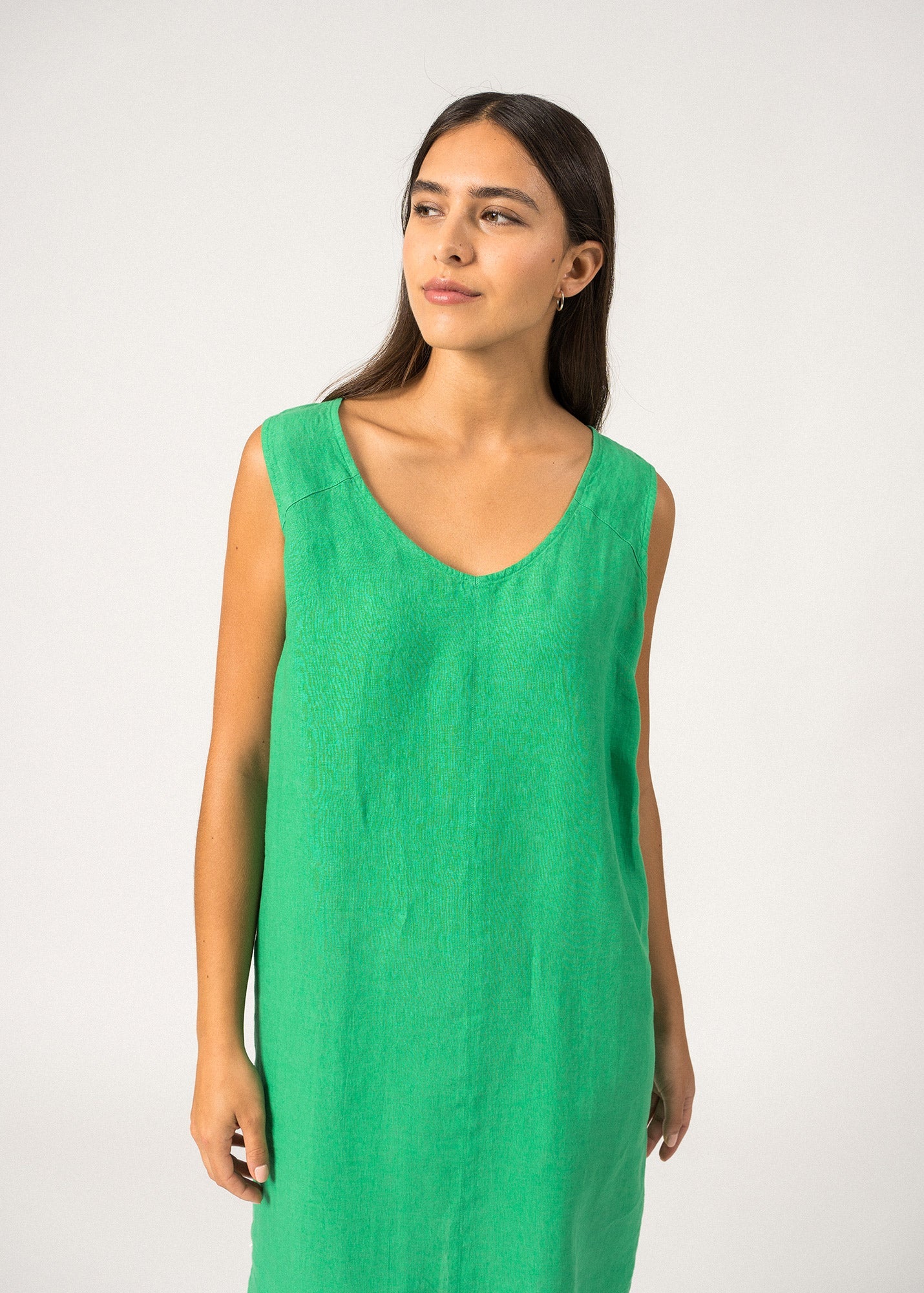 Clarisse Sleeveless Dress ¨C linen (VERT)