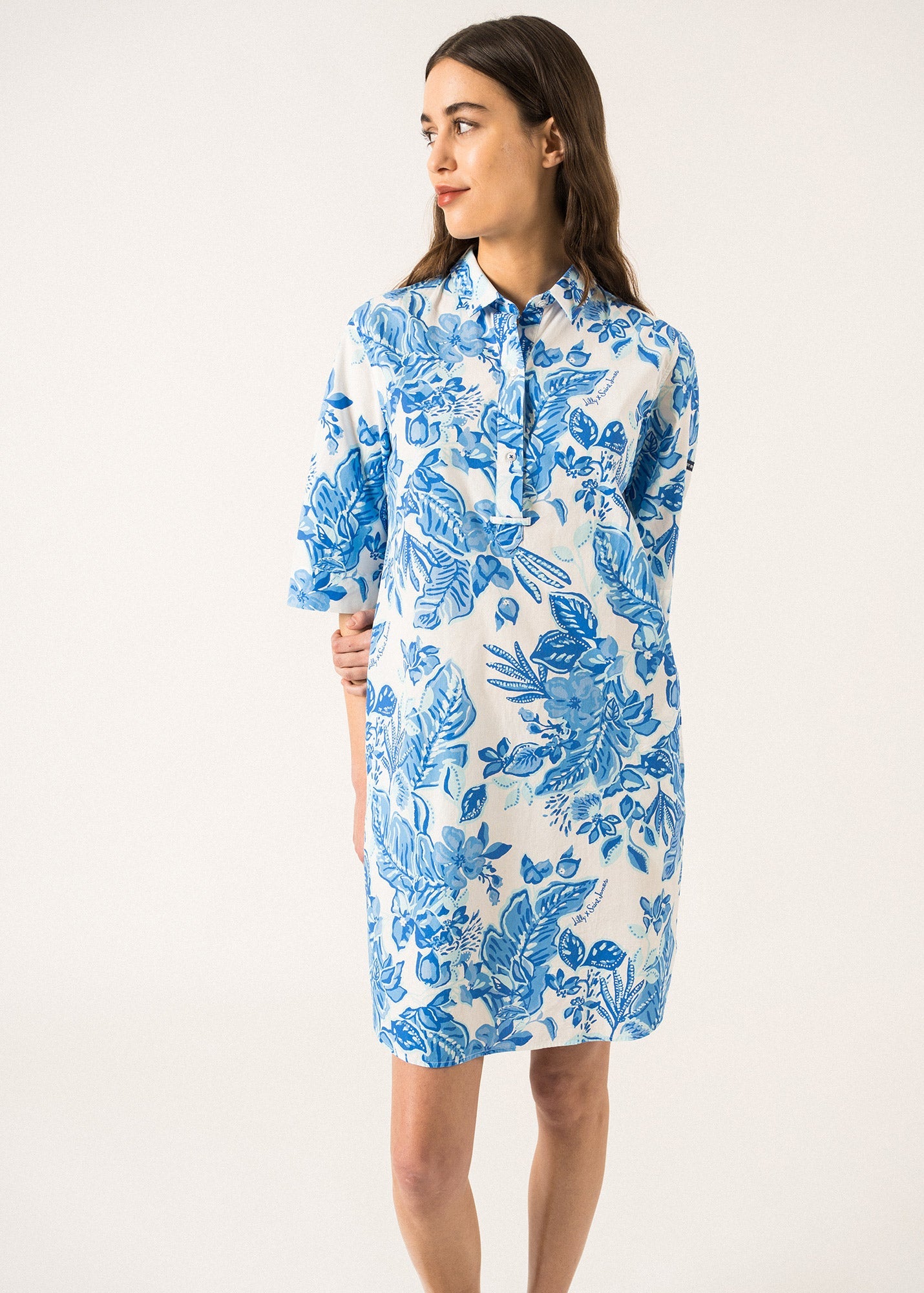 L¨¦onie Printed Shirt Dress ¨C SAINT JAMES x Lilly Pulitzer (SOLEIL AZUR)