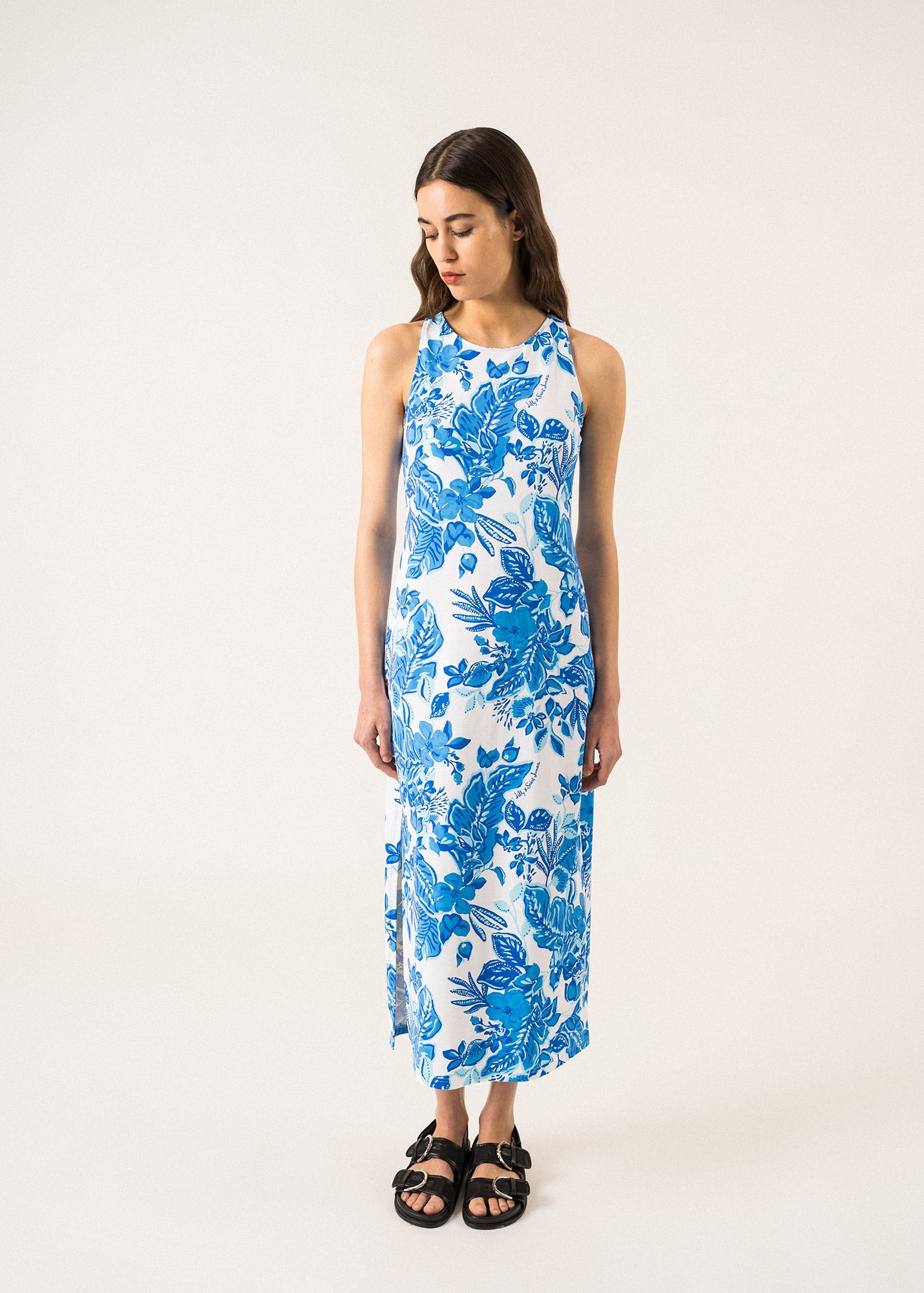 Maxine Printed Long Dress ¨C SAINT JAMES x Lilly Pulitzer (SOLEIL AZUR)
