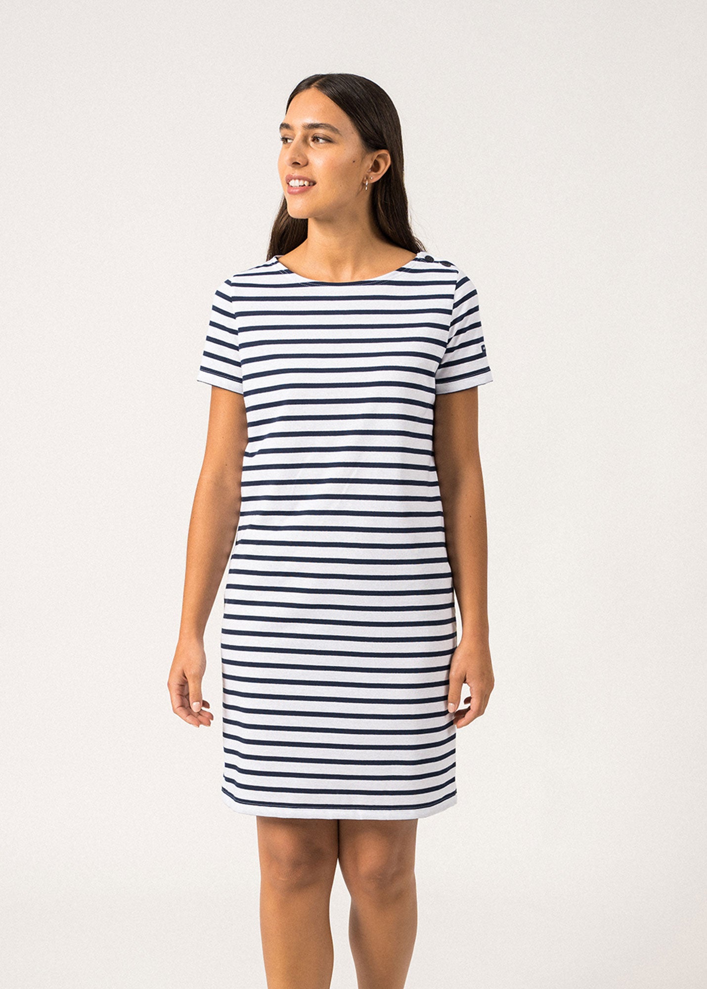 Villefranche Striped Dress ¨C cotton (NEIGE/MARINE)
