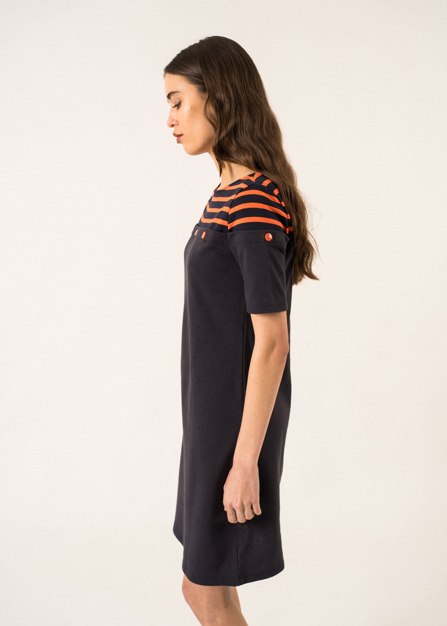 Balancine Carded Cotton Dress ¨C SAINT JAMES x Isabelle Ballu (NAVY FONCE/NAVY/BASKET)