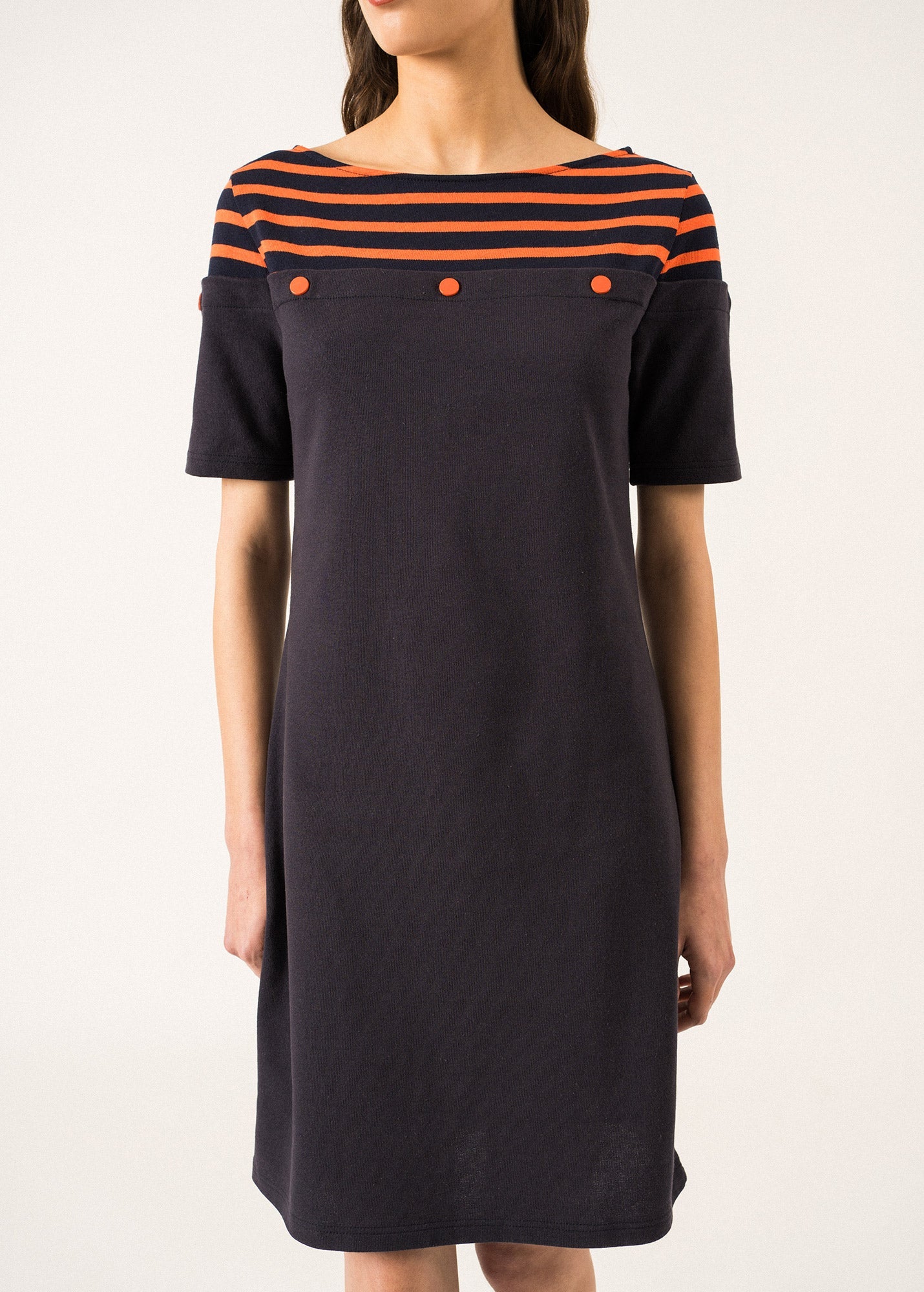Balancine Carded Cotton Dress ¨C SAINT JAMES x Isabelle Ballu (NAVY FONCE/NAVY/BASKET)